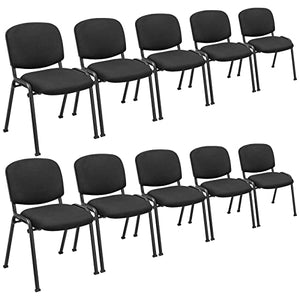 Giantex 10-Pack Stackable Conference Chairs - Metal Frame, Padded Cushion, Black