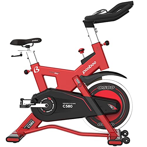 pooboo Exercise Bike, Indoor Cycling Bike Stationary with 40 Lbs Flywheel Belt Drive Quiet & Smooth with LCD Display Pad Mount for Home Cardio Workout