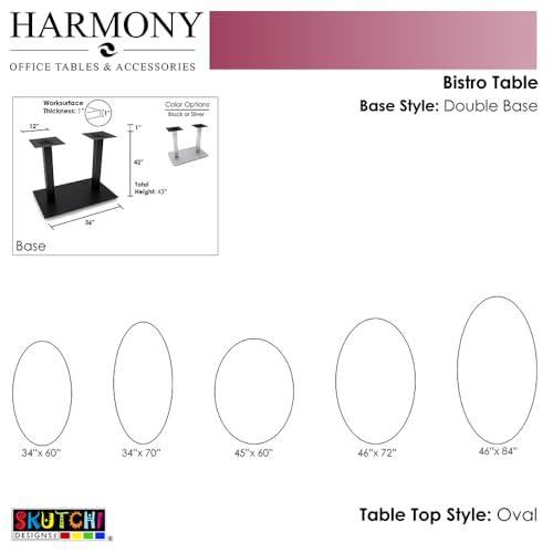 SKUTCHI DESIGNS INC. Harmony Series Small Oval Standing Height Breakroom Table | Sea Salt/Silver Base | 34"x60