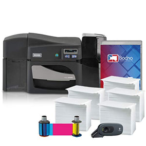 Fargo DTC4500e Dual Sided ID Card Printer & Complete Supplies Package with Bodno ID Software - Silver Edition
