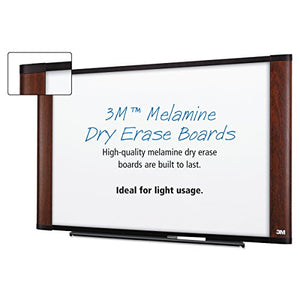 3M Dry Erase Board, 96 x 48-Inches, Widescreen Mahogany-Finish Frame