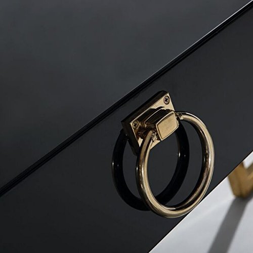 TOV Furniture The Majesty Collection Contemporary Style Bedroom Office Writing Desk, Black with Gold Accents