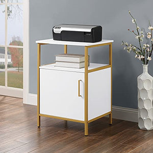 OSP HOME FURNISHINGS Designs Modern Life Contemporary Utility Table and Printer Stand with Storage Cabinet, White.