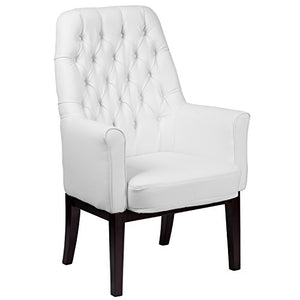 Flash Furniture High Back Traditional Tufted White Leather Side Reception Chair
