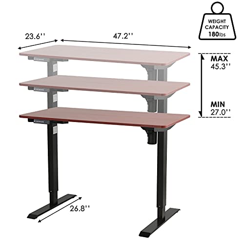 Tulib Height Adjustable Electric, 48 x 24 Inches Workstation Computer Table, Ergonomic Sit Stand Home Office Desk, 4824inch, Walnut