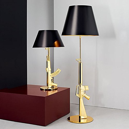 Flos Guns Lounge Gun Floor Lamp Halogen or LED Table Lamp 18K Gold F2955000 Design Philippe Starck 2005 Made in Italy