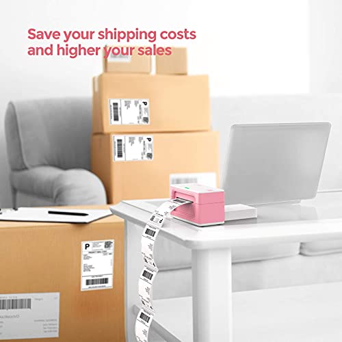 MUNBYN Thermal Label Printer, Pink Thermal Stickers & Shipping Label