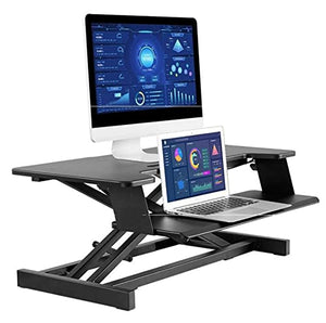 None Ergonomic Standing Desk Converter Stand up Desk Riser Sit Stand Desk Adjustable Height Lift Desks Computer Workstation for Home Office (Black)