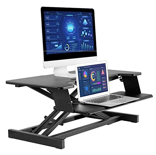 Ergonomic Standing Desk Converter Stand up Desk Riser Sit Stand Desk Adjustable Height Lift Desks Computer Workstation for Home Office (Black)