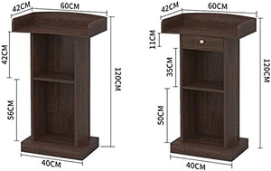 None Lectern Podium Desk with Drawer (Natural)