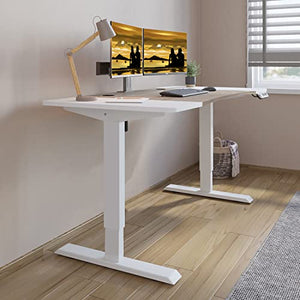 Jceet Dual Motor Electric Standing Desk - Adjustable Height Sit Stand Computer Desk - White Frame/Oak and White Top