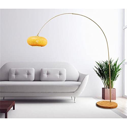 EESHHA Arc Floor Lamp with Wood Shade