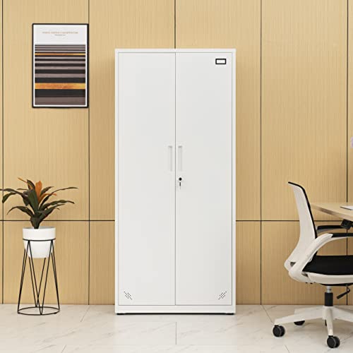Generic High Storage Cabinet with 2 Doors and 4 Partitions - 5 Storage Spaces, Home/Office Design