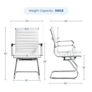 Yaheetech Set of 4 White Faux Leather Mid Back Guest Chairs