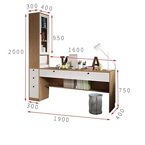 Corner Two Person Computer Desk with Integrated Bookcase
