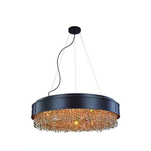 Elegant Lighting Regency Collection Pendant/Flush Mount D30" Teak 9-Light