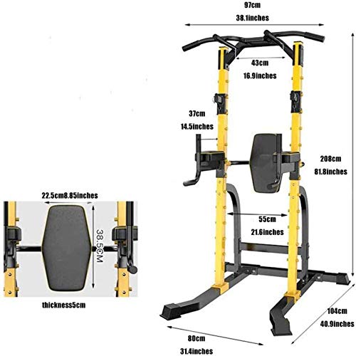 DSWHM Fitness Equipment Strength Training Weight Racks Power Tower Weight Lifting Squat Rack Dip Station Pull-Up Bar Push-Up Grips Stands Adjustable Height Home Fitness Workout Station