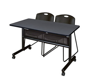 Regency Training Table Set with Zeng Chair - 48 x 24 inch Grey/Black