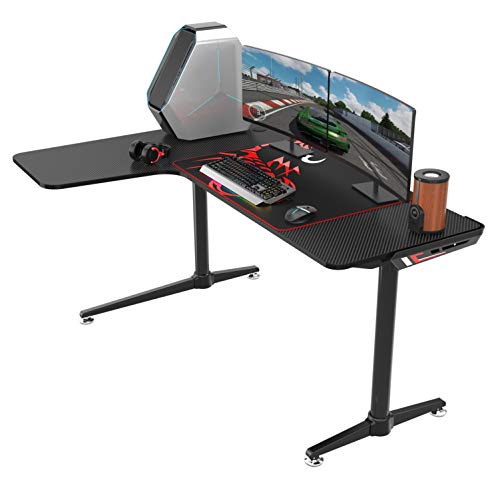 L Shaped Gaming Desk Computer Corner Desk PC Writing Table Gamer Workstation for Home Office, Black