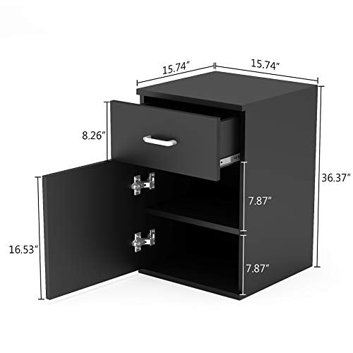 Tribesigns Reversible L Shaped Corner Computer Desk with Storage File Cabinet, 55 inch Rotating Standing Executive Office Study Writing Desk Table Workstation with Drawers for Home Office (Black)