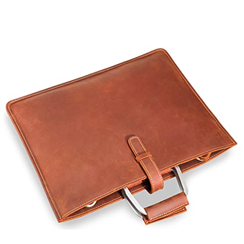 YLHXYPP Zipper Briefcase for man Bag Messenger Office Bags Leather Laptop Bag 14 Inch Computer briefcase (Color : Brown, Size : 28x38cm)