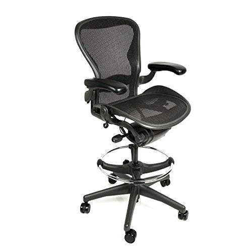 Herman Miller Aeron Drafting Stool Size B with After Market Drafting Ring