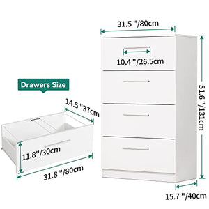 YITAHOME 4-Drawer Vertical File Cabinet, White, Assembly Required