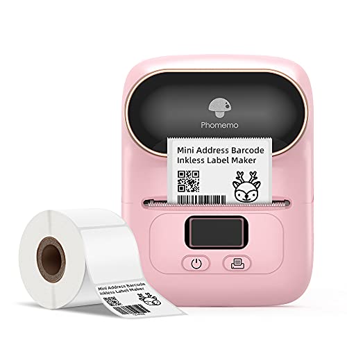 Phomemo M110 Label Maker Portable Bluetooth Thermal Sticker Label Maker Printer for Address Barcode, Clothing, PhotoLogo, Jewelry, Retail, Business, Home, for iOS & Android, Print Black on White