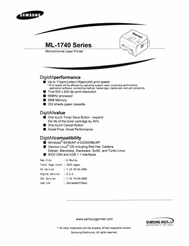 Samsung ML1740 Laser Printer