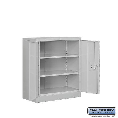Salsbury Industries Counter Height Heavy Duty Storage Cabinet, Unassembled, Gray