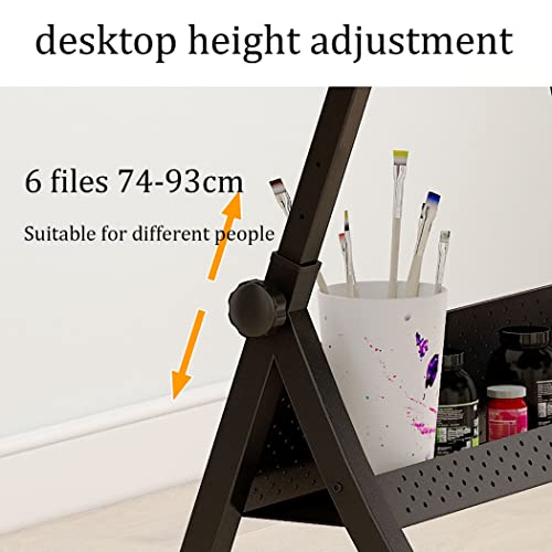 FLaig Glass Drafting Table Desk with 2 Slide Drawers, 0-50° Tilting - Artist Study Table