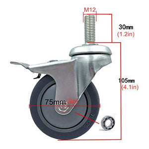 IkiCk Office Chair Swivel Caster Wheels Replacement - 5Pcs Standard Stem 1 - Grey 38mm/1.5in