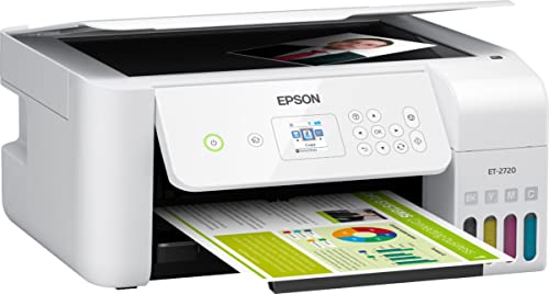 Epson EcoTank ET-27 20 Series Wireless All-in-One Color Supertank Inkjet Printer Print Copy Scan Mobile Printing Voice-Activated Print 1.44" Screen High-Speed USB White