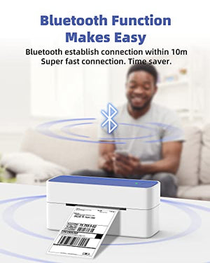 Bluetooth Thermal Label Printer - Wireless Label Printer, Shipping Label Printer Support iPhone, iPad, Android, High Speed Printing, Work with Ebay, Amazon, Etsy, Canva, USPS, UPS