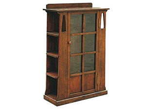 Crafters and Weavers Arts and Crafts Mission Oak Bookcase with Cut Outs and Side Shelves