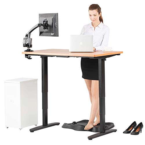 GM Adjustable 47 x 24 Inch Quick Install Workstation, Electric Home Office Sit Stand Desk, Walnut Top Gaming Computer Table