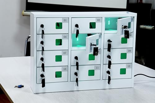 Bpatoimsx Cell Phone Charging Locker with Key Lock - White