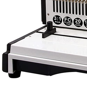 None Binding Machine, 3:1 Pitch Wire Square Holes, 20 Sheets Punching/150 Sheets Binding, Sturdy Metal Construction