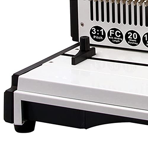 Binding Machine, 3:1 Pitch Wire Square Holes, 20 Sheets Punching/150 Sheets Binding, Sturdy Metal Construction