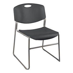 Norwood Commercial Furniture Heavy-Duty Plastic Stacking Chairs, Set of 4, Charcoal