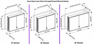 Keuco Royal Lumos L 32" Recessed Mirror Cabinet - Full Length Doors - 14312172351 by Keuco