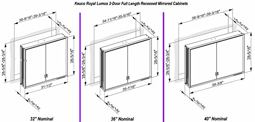 Keuco Royal Lumos L 40" Recessed Mirror Cabinet - Full Length Doors - 14314172351