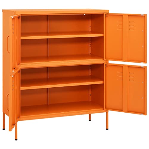 ZQQLVOO Metal Lockers with Card Slots, Orange Storage Cabinet 31.5"x13.8"x40
