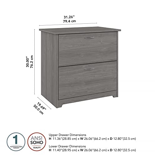 Bush Furniture Cabot 2-Drawer Lateral File Cabinet, Modern Gray 31-Inch