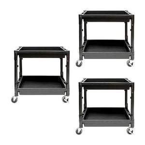 BISupply Plastic Utility Cart on Wheels 3 Pack - Rolling Commercial Work Cart