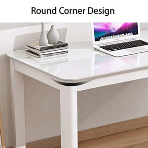 TOE Tempered Glass Desk Computer Surface Laptop Desk Study Writing Desk with Threading Hole Modern Workstation for Home Office (Color : Black)