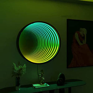 MNBVH Tunnel Mirror Light Cool RGB LED Gaming Desk Lamp (Large-70cm, Round)