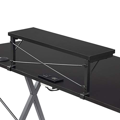 XYYSSM 47" Gaming Table E-Sports Computer Desk Home Office Workstation with USB Cup Holder Headphone Hook Black