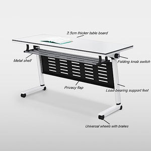 NeAFP Flip Top Mobile Training Table with Modesty, Locking Casters - Foldable, Nestable - Horizontal to Vertical