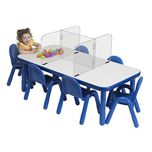 Angeles ANG4005 4-Zone Sneeze Guard for 60"x30" Tables, Student/Kids Clear Acrylic Desk Dividers, Portable Preschool/Classroom/Daycare Protective Shield